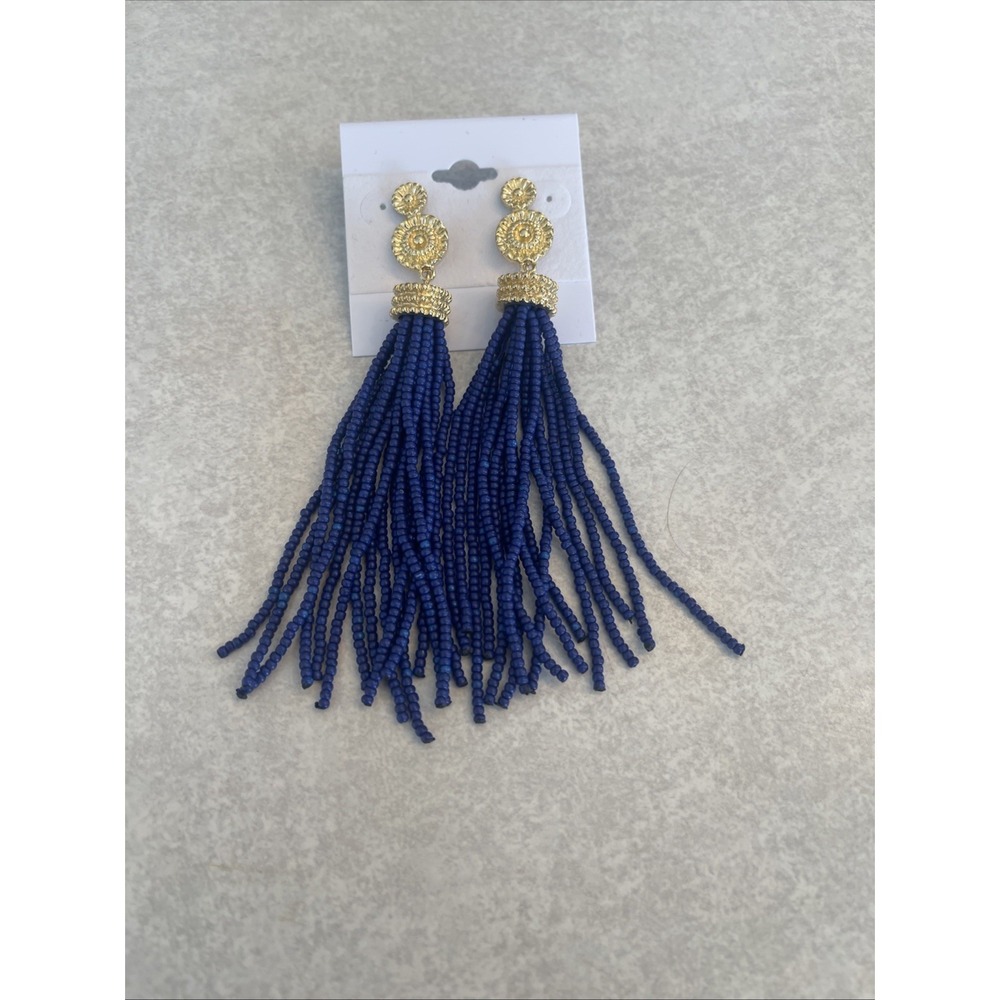 HSN RJ Blue Tassel bead Earrings